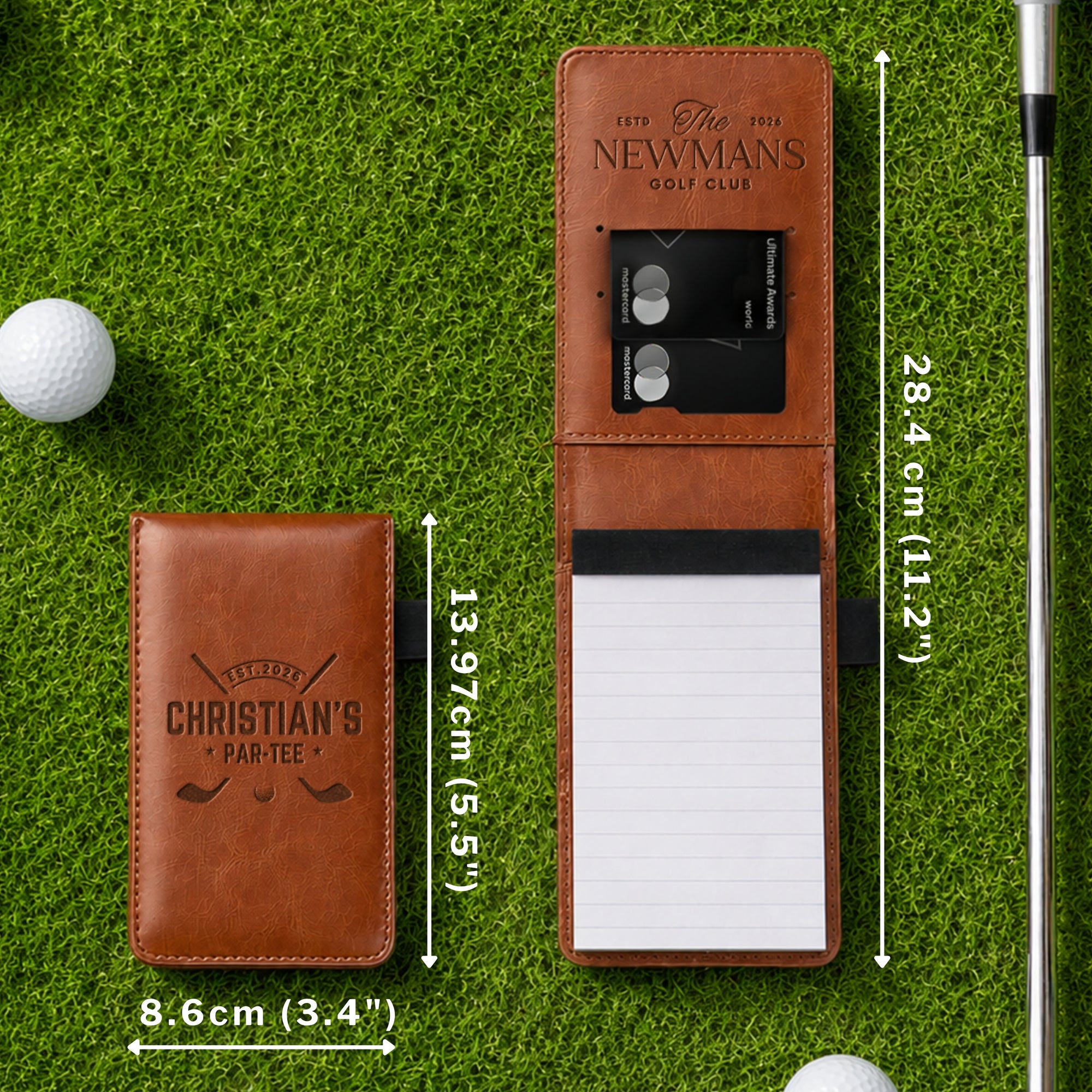 Custom Engraved Leatherette A7 Small Pocket Notebook/ Golf Scorecard Holder