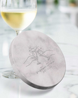 Custom Engraved Round Marble Coaster & Metallic Paint, Personalised Drink Mat, Wedding Favours/ Housewarming/ Birthday/Teacher/ Corporate Gift