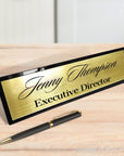 Custom Engraved Acrylic Desk Name Plate, Personalised Professional New Job Title Sign, Office Accessory, Title Banner, Job Role Quote Plaque