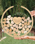 Custom Made Laser Cut Wooden & Acrylic Round Shape Wedding Heart Drop Box Rustic Personalised Circle Guest Book Alternative Stationery Decor