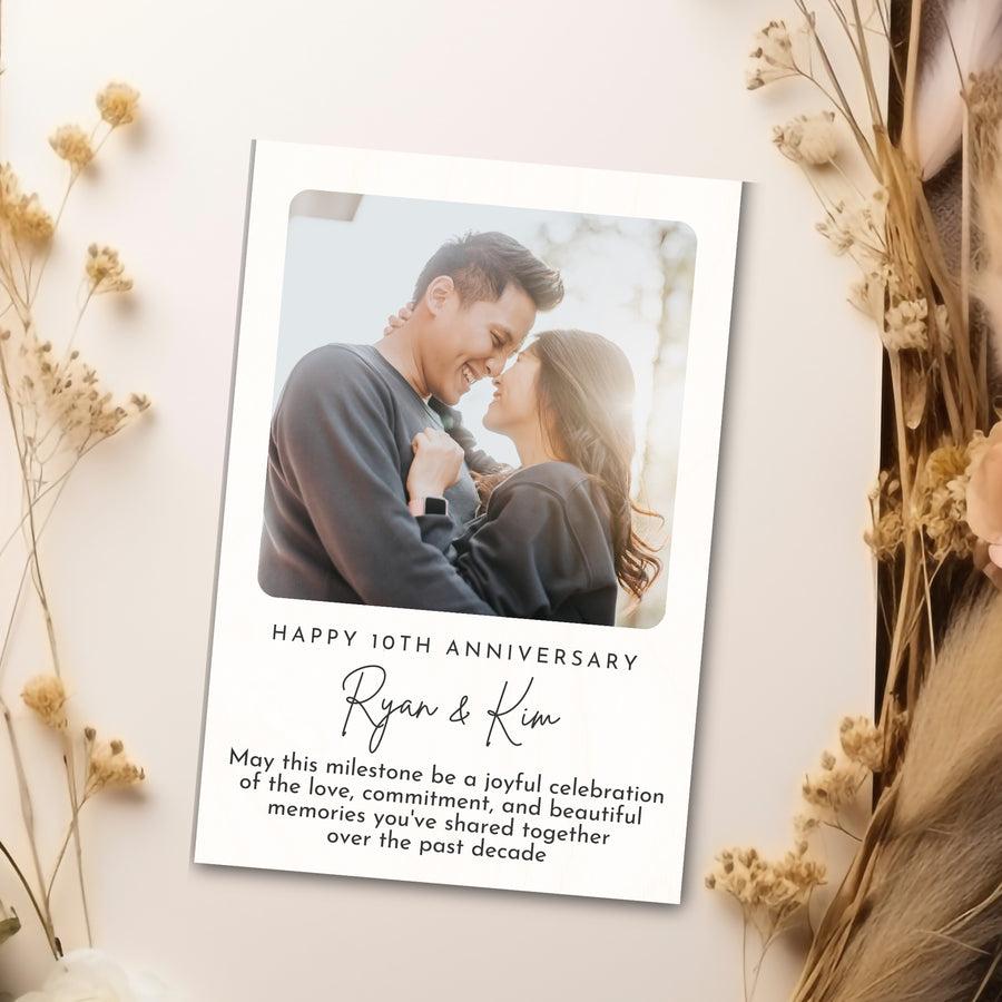 Custom UV Print Wooden Photo Plaque, Personalised Acrylic Picture Display Frame Stand, Anniversary, Birthday, Couple Gift Wedding Invitation