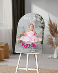 Personalised 3D Photo Birthday Party Welcome Mirror Acrylic Arch Sign Custom Print Picture Reception Event Signage Christening Baptism Decor