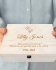 Personalised Etched Memorial Wooden Keepsake Box, Custom Engraved In Loving Memory Treasure Storage, Pet Loss, Sympathy Heaven Mourning Gift