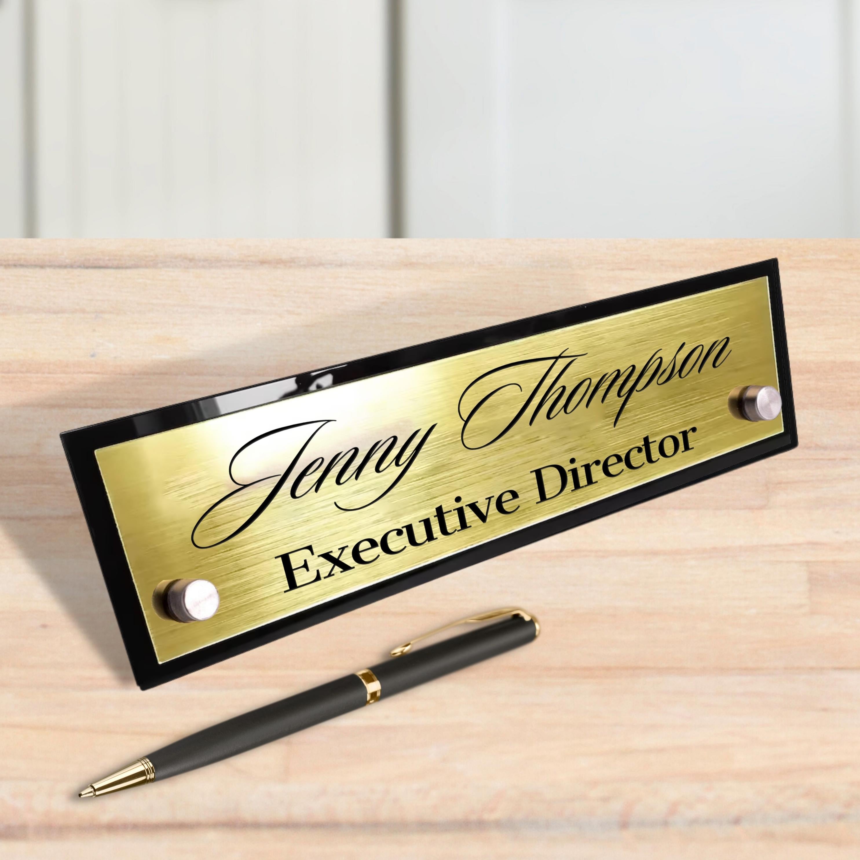 Custom Engraved Standoffs Acrylic Desk Name Plate, Personalised ...