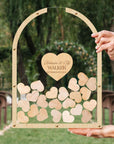 Custom Made Laser Cut Plywood & Acrylic Arch Shape Wedding Heart Chips Drop Box, Rustic Personalised Guest Book Alternative, Stationery Table Decor