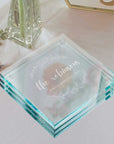 Custom Engraved Glass Coaster, Personalised Drink Mat, Wedding Favours/ Anniversary / Housewarming/ Birthday/ Corporate Gift