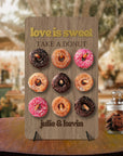 Custom 3D Plywood Donuts Wall Stand, Personalised Name, Date Candy Bar Display, Donuts Stack Holder, Rustic Wedding Table Decor, Party Sign