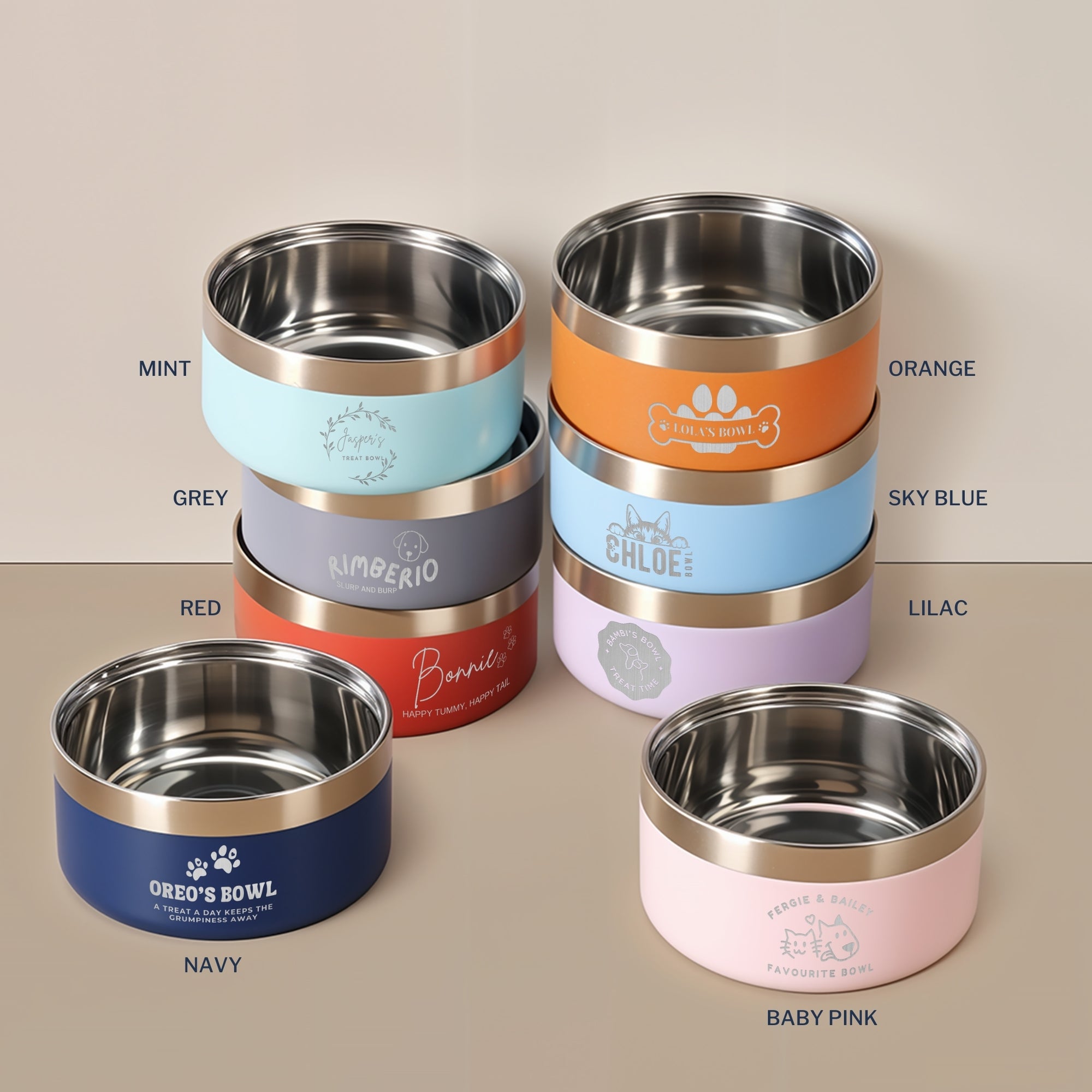 Custom Engraved Stainless Steel Dog Bowl, Personalised Double Walled Insulated Cat Pet Water/ Food Bowls, New Puppy Arrival, Christmas Gift