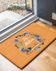 Personalised Floral Garden Coir Doormat, Customised Color Logo Printed Property Estate Entry Welcome Outdoor Indoor Mat, Housewarming Gift