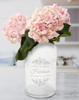 Personalised Curved Cylinder Frosted Glass Vase, Custom Engraved Memorial Wedding, Bridesmaid Bride's Mother, Housewarming, Anniversary Gift