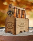 Custom Made Laser Cut & Engraved Wooden 6 Pack Beer Carrier, Personalised Wooden Name/ Logo Bottle Caddy Box, Father's Day, Groomsmen Gift for Him