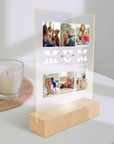 Custom 3D Collage Mum Photos Names LED Night Light, Personalised UV Printed Acrylic Wooden Table Lamp Sign Room Decor, Mom Mother's Day Gift