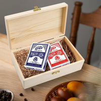 Personalised Wooden Gift Boxed Playing Card Set, Engraved 2 Pack of Cards Deck Holder Storage Family Party Games, Birthday Father, Xmas Gift