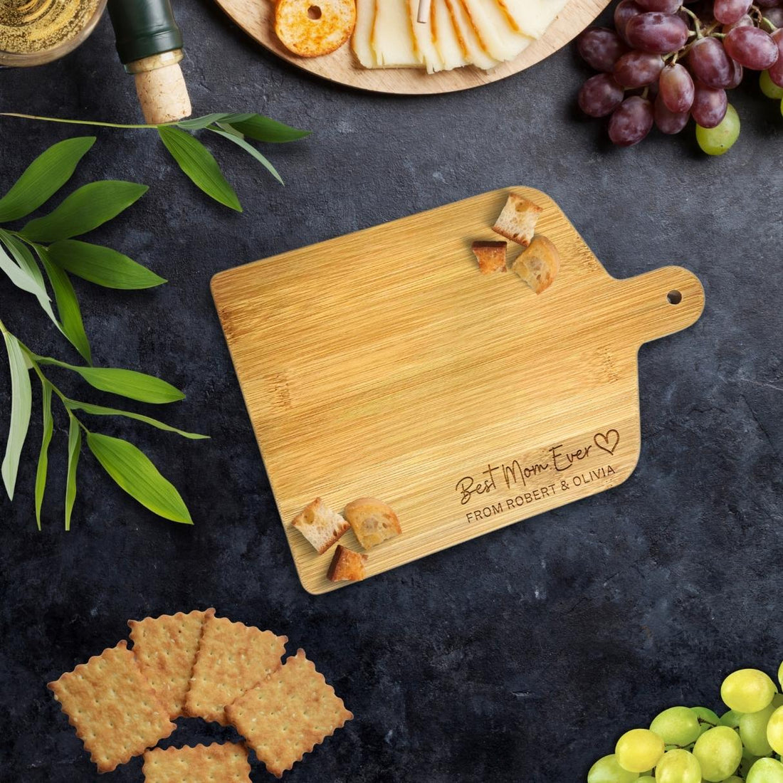 Personalised Wooden Paddle Chopping Board, Customised Cheese Serving Handle Tray, Engraved Charcuterie Platter, Housewarming, Corporate Gift