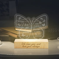 Personalised 3D Acrylic Wooden Memorial LED, Custom Engraved In Loving Memory Lamp, Laser Cut Tribute Remembrance, Sympathy Condolence Gift