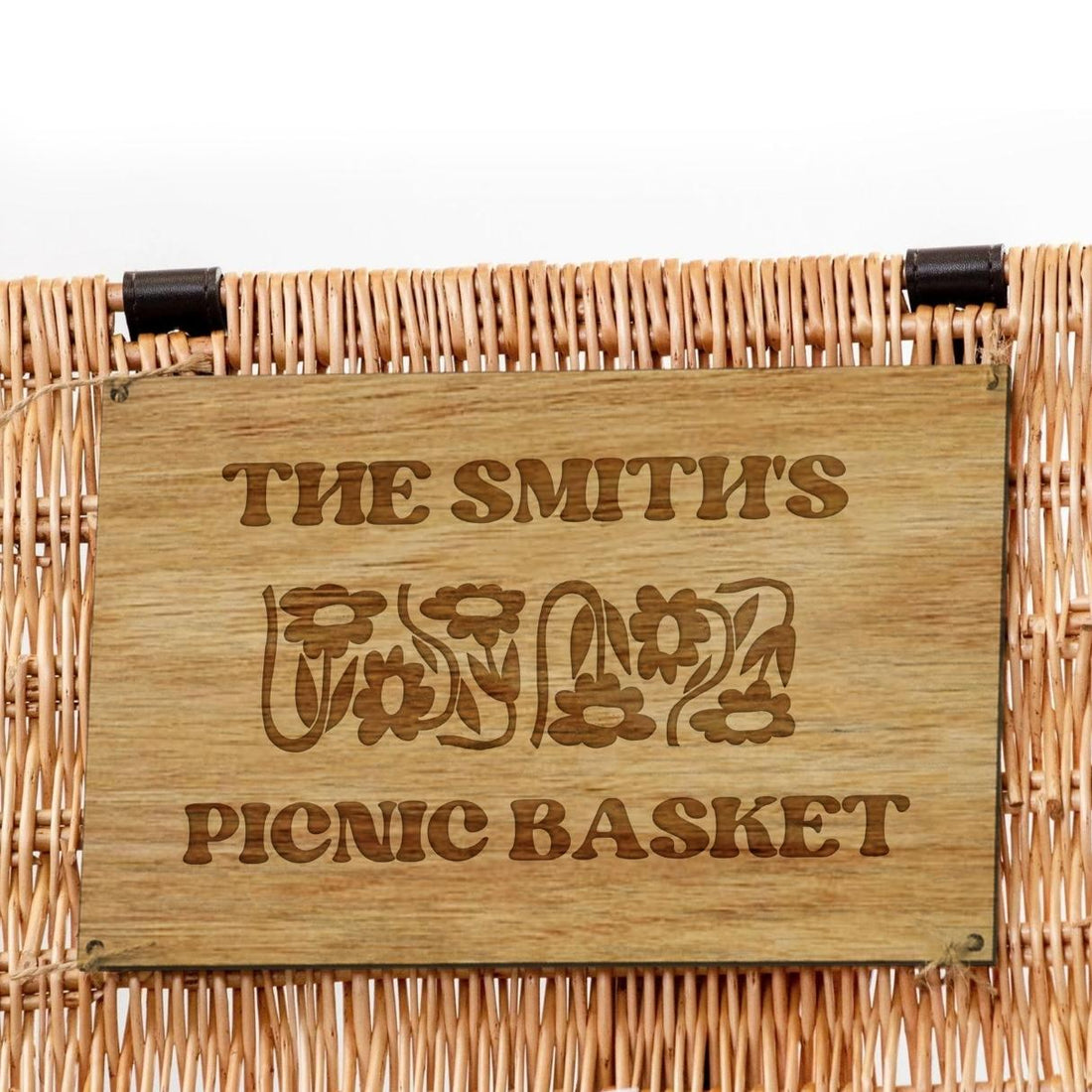 Custom Engraved Cooler Picnic Wicker Basket 4 People, Travel, Beach, Park Anniversary, Housewarming, Wedding Carry Hamper, Personalised Gift