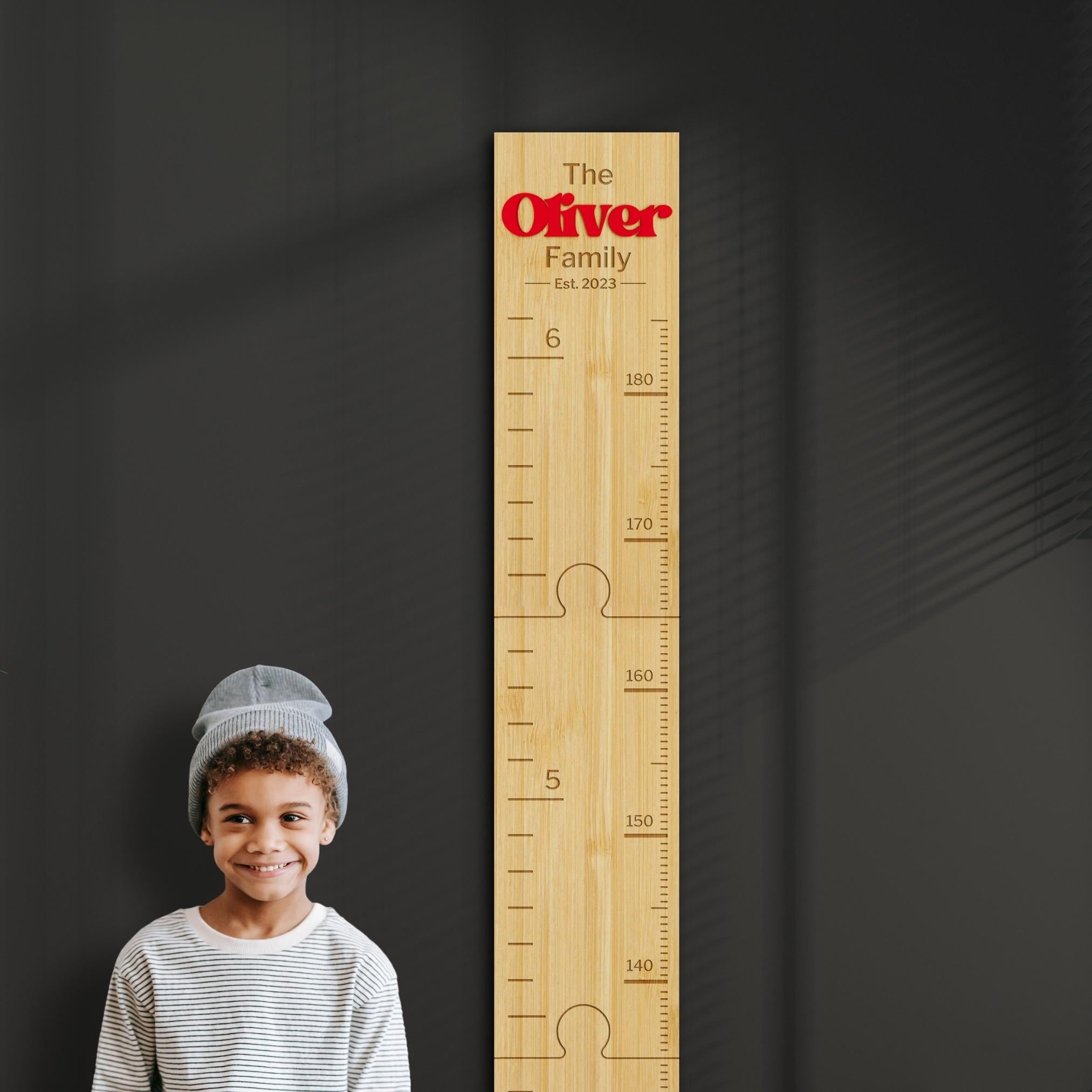 Raised Ruler Paper Guide Custom Made 3D Raised Name Wooden Kid Height Chart, Personalised Laser ...