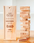 Personalised 48 Wooden Block Tumbling Tower Game Box, Engraved Jenga Party Interactive Game, Custom Birthday, Father's Day, Teacher Gift Box