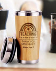 Personalised Bamboo, Stainless Steel Insulated Cup, Custom Engraved Logo Travel Thermal Tumbler, Vacuum Mug Flask, Teacher, Corporate Gift