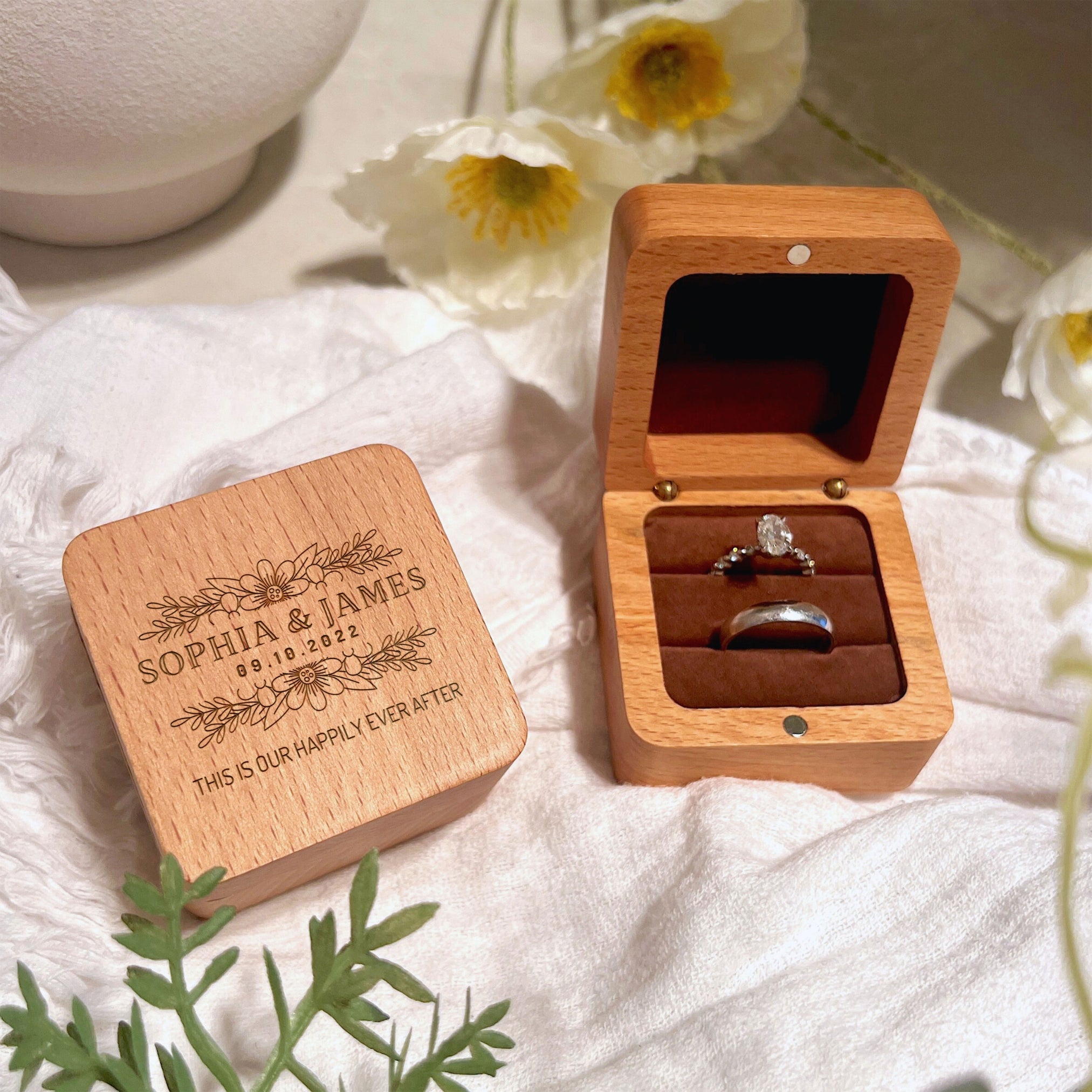 Wedding Ring Box, Personalised wooden popular Ring Box, Wedding wooden Ring Box with initials, Personalised Wedding Ring Box