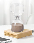 Personalised Glass Hourglass Timer with Wooden Base