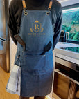 Embroidered Canvas Apron with Multi Pockets & Hanging Ring