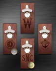 Custom Engraved Wooden Beer/ Drink Bottle Opener & Magnetic Cap Catcher, Personalised Name Logo , Father, Christmas, Groomsmen Gift for Him