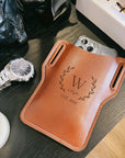 Personalised Leather Travel Belt Phone Case Holster, Custom Engraved Barber, Florist, Handyman, Crafting Hip Pouch, Groomsman, Father Gift