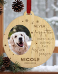 Personalised Wood Mirror Acrylic In Loving Memory Photo Ornament, Customised Name Christmas Tree Tag Forever In Our Heart Bauble Heaven Gift