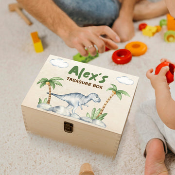 Personalised Baby Boy Wooden Keepsake Box, Custom UV Printed Engraved Pine Memory Boxes, Treasure Storage Nursery First Birthday Shower Gift