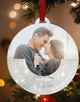 Personalised Acrylic/ Wood Photo Xmas Tree Ornament, Custom Name First Christmas, Married Couple, Engagement, New Home Bauble Gift Tag Decor