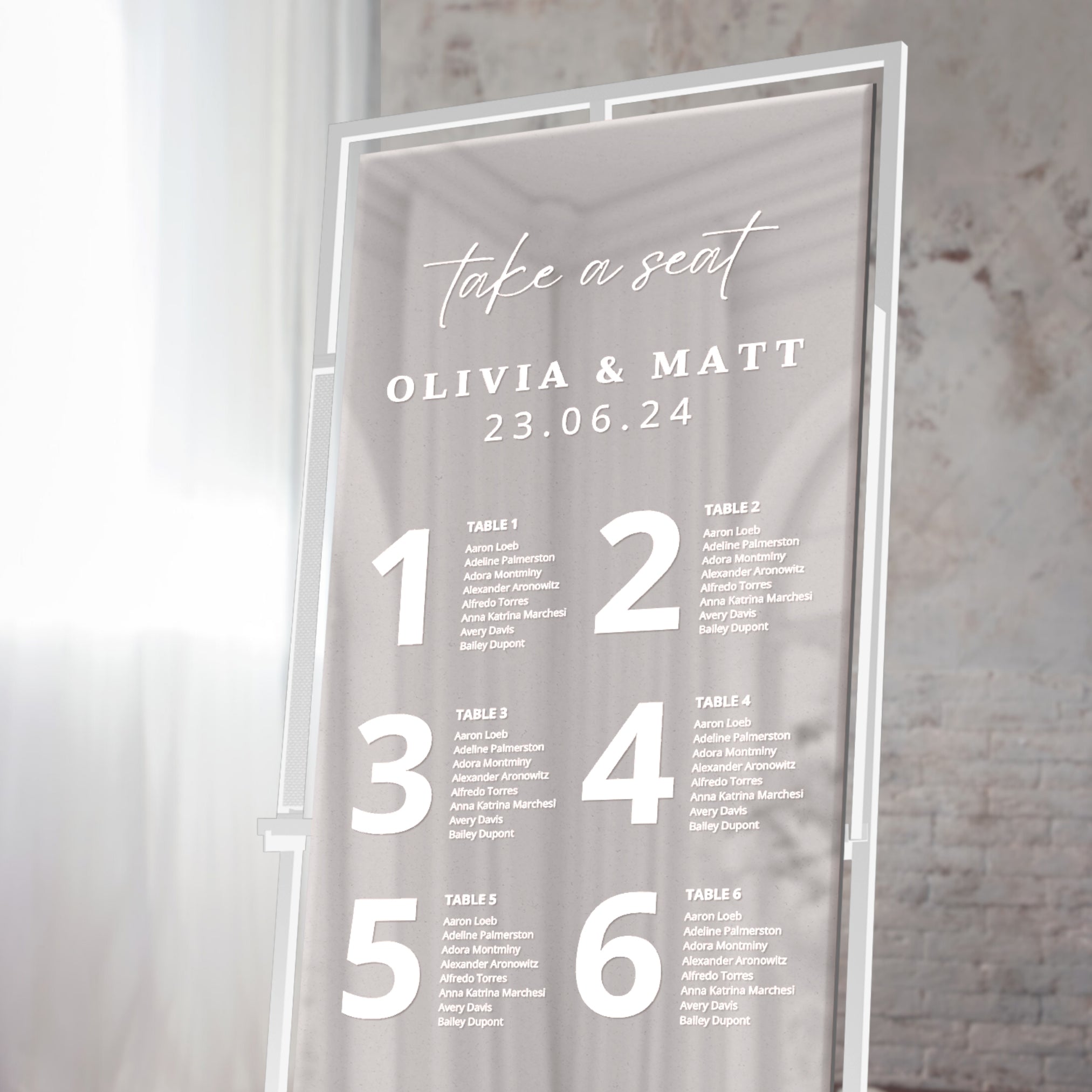 Personalised Wedding Seating Chart Sign, Custom UV Print Reception ...