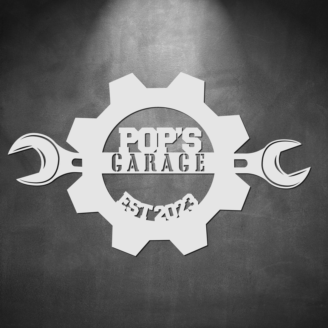 Personalised Garage Hoop, Custom Wooden Acrylic Wall Art, Stylish Home Decor, Mechanic Workshop, Gear & Spanner Signage, Dad Man Cave Plaque