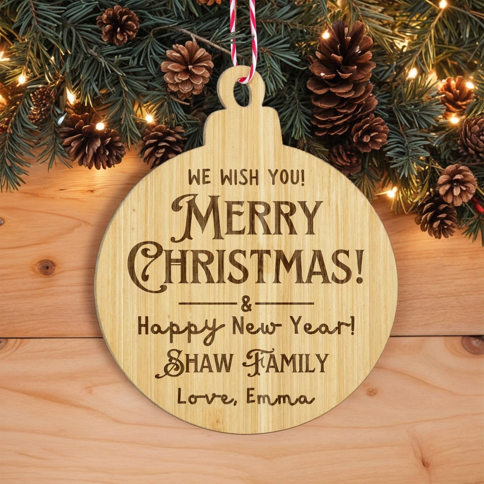 Personalised Wood Photo Xmas Tree Ornament, Custom Name First Christmas, Remembering Memorial, Married Couple New Home Bauble Gift Tag Decor