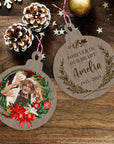 Personalised Wood Photo Xmas Tree Ornament, Custom Name First Christmas, Remembering Memorial, Married Couple New Home Bauble Gift Tag Decor