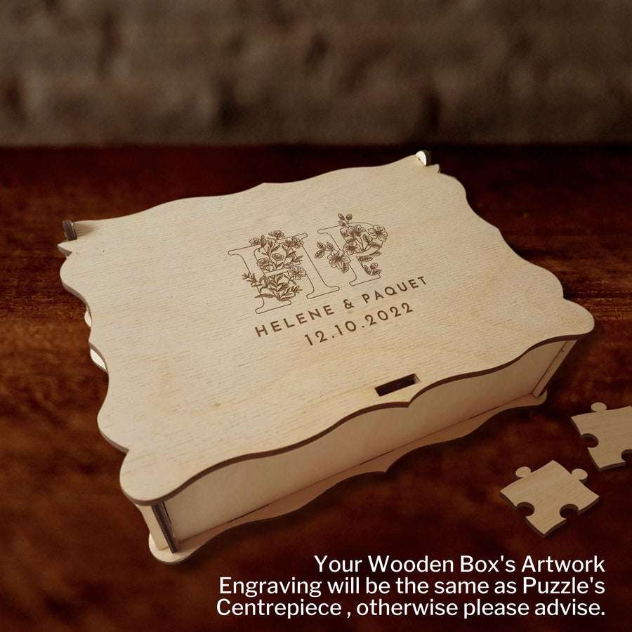 Custom Heart Shape Plywood Puzzle Wedding/ Birthday/ Anniversary Guestbook Set Alternative, Rustic Personalised Name Jigsaw Stationery Decor