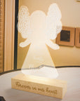 Personalised 3D Acrylic Wooden Memorial LED, Custom Engraved In Loving Memory Lamp, Laser Cut Tribute Remembrance, Sympathy Condolence Gift