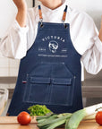 Personalised Crossover Canvas Workshop Pockets Apron, Customised Adjustable Straps Chef, BBQ, Handyman, Gardener, Farmer, Kitchen Waiter Bib