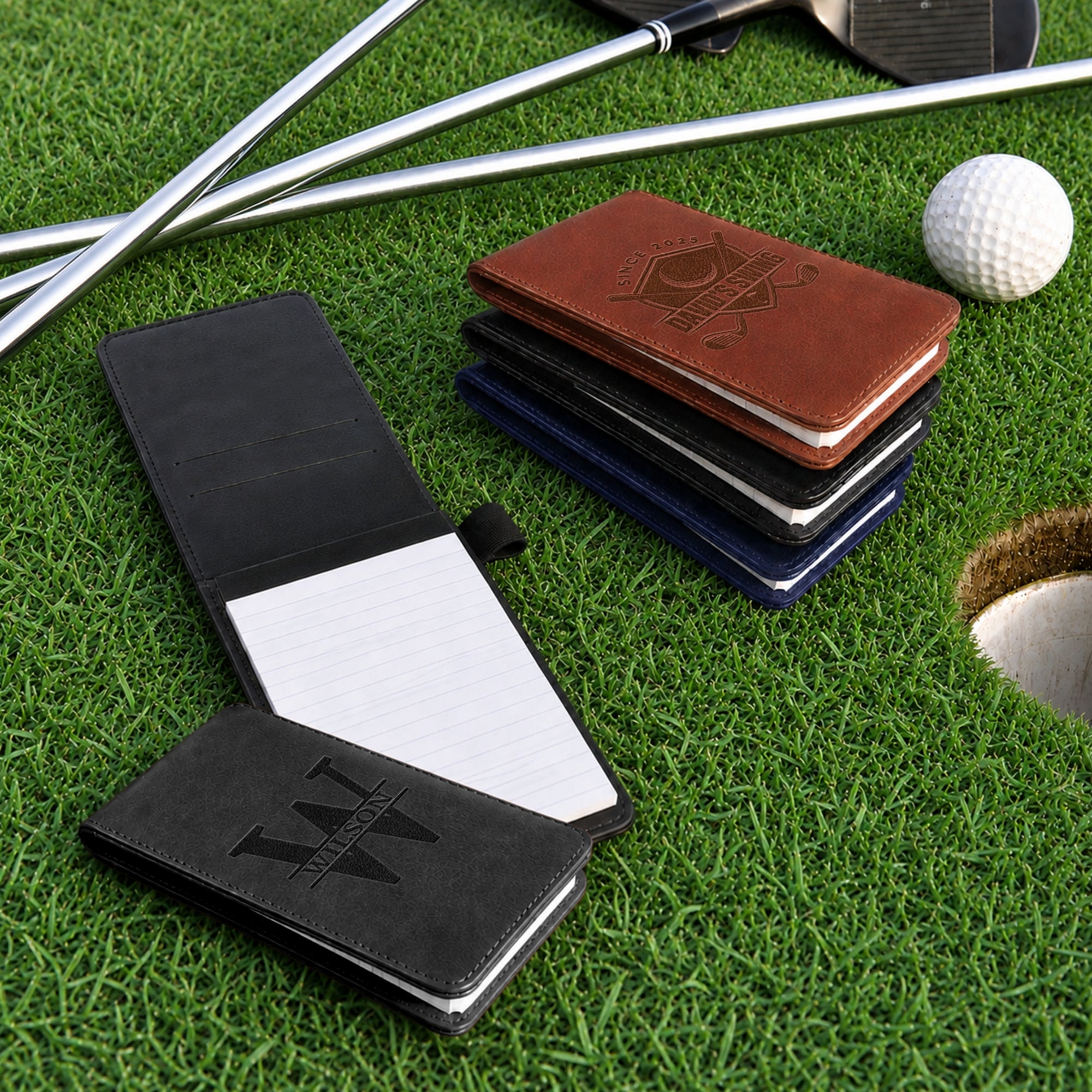 Custom Engraved Leatherette A7 Small Pocket Notebook/ Golf Scorecard Holder