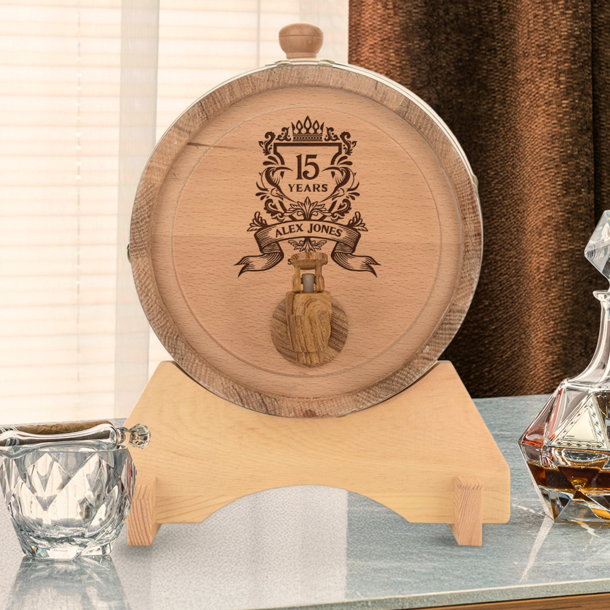 Custom Engraved Wine/ Whiskey Wooden Pine Barrel – 5L