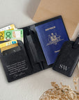 Personalised Leather Passport Cover Holder & Travel Luggage Tag Set, Custom Printed Couple Honeymoon Anniversary, Christmas, Bridesmaid Gift