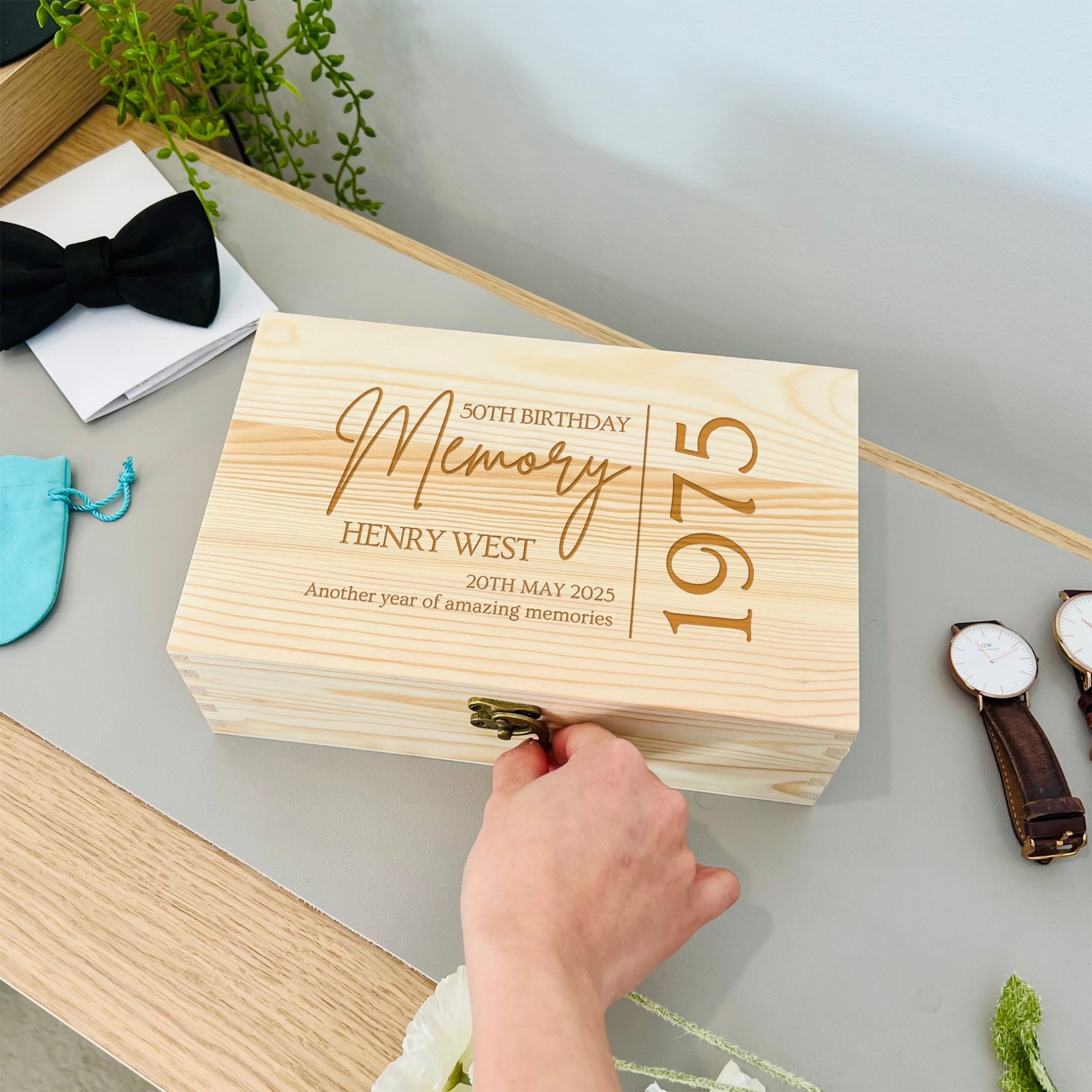 Personalised Wooden Keepsake Box, Custom Engraved Memory Birthday ...