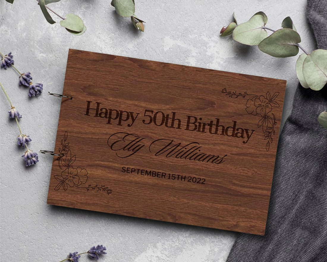 Custom Engraved Wooden Birthday Guest Book, Personalised Plywood Alternative/ Traditional Guestbook Keepsake,  Rustic/ Vintage Party Decor