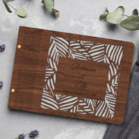 Custom Laser Cut & Engraved Wooden Logo Wedding Guest Book, Personalised Plywood Traditional Birthday Keepsake, Rustic Vintage Party Decor