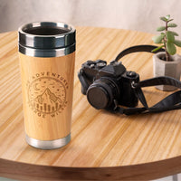 Personalised Bamboo, Stainless Steel Insulated Cup, Custom Engraved Logo Travel Thermal Tumbler, Vacuum Mug Flask, Teacher, Corporate Gift