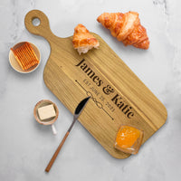 Personalised Oak Wooden Cheese Serving Board, Custom Engraved Cutting Chopping Paddle Tray, Charcuterie Platter, Housewarming Corporate Gift