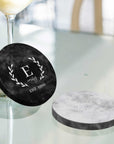 Custom Engraved Round Marble Coaster, Personalised Drink Mat, Wedding Favours/ Anniversary / Housewarming/ Birthday/Teacher/ Corporate Gift