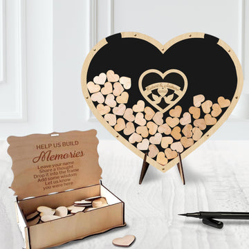 Custom Made Laser Cut Plywood Heart Shape Wedding Drop Box, Rustic Personalised Name & Date Guest Book Alternative, Stationery Table Decor