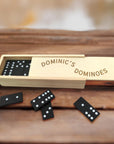 Personalised Wooden Domino Box, Engraved Tile Game, Family Party Interactive Dice Board Games, Custom Timber Children Dominoes, Kid Birthday, Father's Day Gift Set