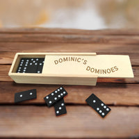 Personalised Wooden Domino Box, Engraved Tile Game, Family Party Interactive Dice Board Games, Custom Timber Children Dominoes, Kid Birthday, Father's Day Gift Set